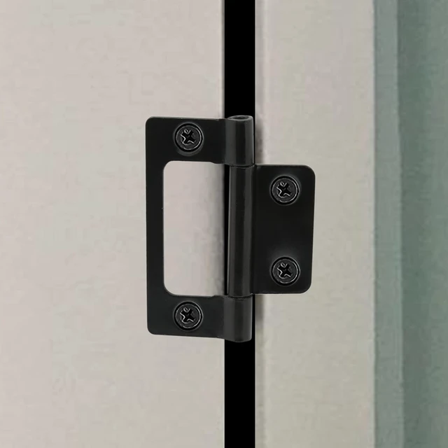 Alt view image 6 of 7 - 6 Pcs 2 Inch Matte Black Non-Mortise Hinges | No Mortise Cutting Required, Includes Mounting Screws, Iron Construction, for Cabinet and Bathroom Doors