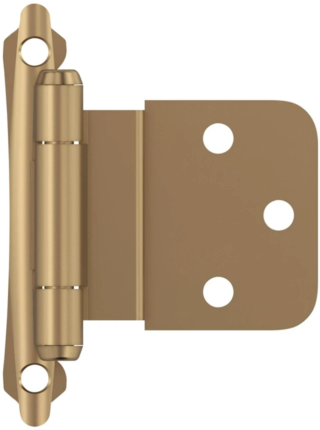 Main image of 1 Pair 3/8" Inset Champagne Bronze Self-Closing Face Mount Hinge | Steel Cabinet Hinge for Kitchen, Bathroom and Furniture Doors, 3/8" (10mm) Inset, Self Closing, Face Mount