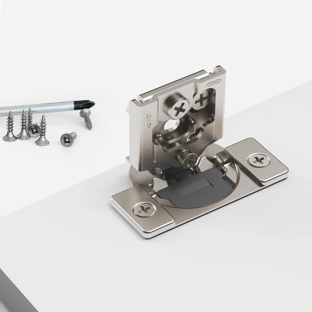 Alt view image 2 of 6 - Soft Close Cabinet Hinges 2 Pack, 1-1/4 inch Overlay, Concealed Hinge for Kitchen & Bath Doors, Hidden Hinge, Adjustable, Brushed Nickel Finish