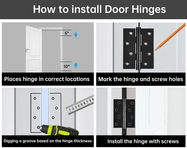 Alt view image 5 of 7 - 4 Pack 4×2.9inch Silver 304 Stainless Steel Door Hinge | Bearing Door Hinge, Suitable for Both Indoor Doors, Thickness: 0.075in(1.9MM), Brushed Nickel, with Screws