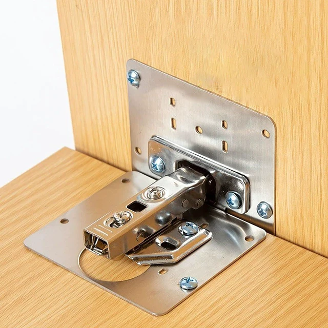 Alt view image 6 of 6 - 8 Pcs Hinge Repair Plate, 3.5 Inch x 3.5 Inch Stainless Steel Cabinet Door Panel Reinforcement Plate for Installation and Repair of Hinges (8)