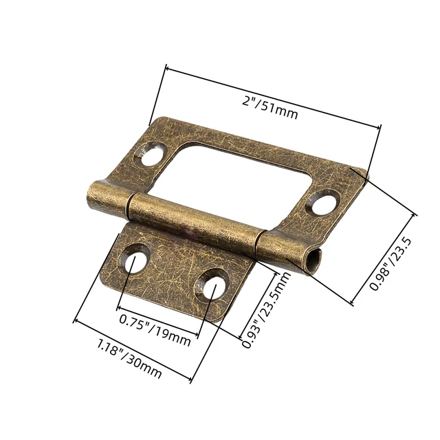 Alt view image 2 of 4 - 6 Pack Non-Mortise Door Hinges with Screws, 2 x 0.9 Inches Bifold Butt Cabinet Hinges for Furniture, Windows, Cupboards (Bronze)