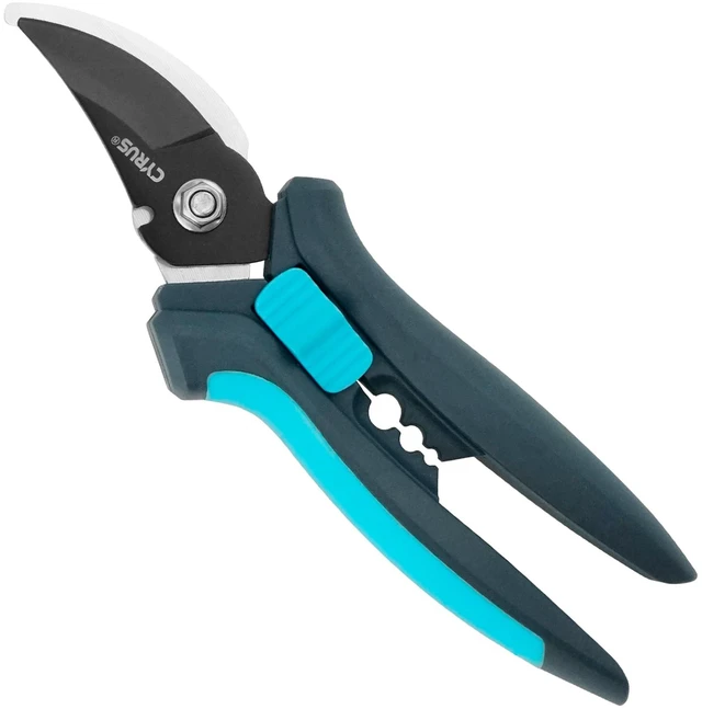 Main image of 7.2 Inch Bypass Pruners Carbon Steel Garden Shears | Garden Scissor with Thorn Punch & Wire Stripper Holes, Anti-Slip Grips, Ideal for Rose Bushes and Indoor Plant Trimming