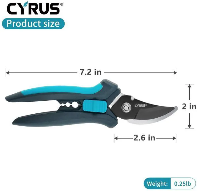 Alt view image 2 of 7 - 7.2 Inch Bypass Pruners Carbon Steel Garden Shears | Garden Scissor with Thorn Punch & Wire Stripper Holes, Anti-Slip Grips, Ideal for Rose Bushes and Indoor Plant Trimming