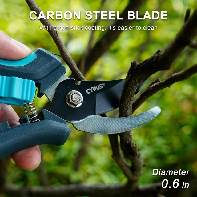 Alt view image 5 of 7 - 7.2 Inch Bypass Pruners Carbon Steel Garden Shears | Garden Scissor with Thorn Punch & Wire Stripper Holes, Anti-Slip Grips, Ideal for Rose Bushes and Indoor Plant Trimming