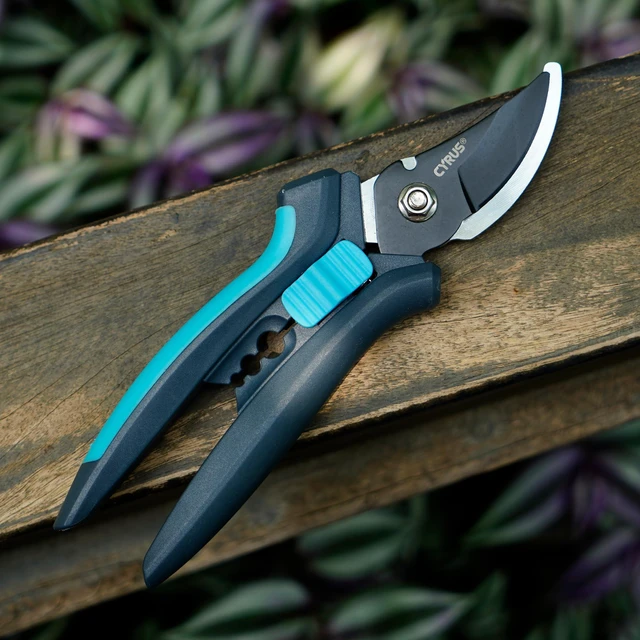 Alt view image 7 of 7 - 7.2 Inch Bypass Pruners Carbon Steel Garden Shears | Garden Scissor with Thorn Punch & Wire Stripper Holes, Anti-Slip Grips, Ideal for Rose Bushes and Indoor Plant Trimming