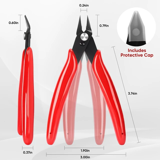 Alt view image 2 of 7 - 5 Inch Flush Cutters, 1 Pack Micro Wire Cutters, Zip Tie Cutter | Precision Sharp Wire Cutters for Crafting, Jewelry Making, Plastic Models, 3D Print, Electronics, Floral, Red