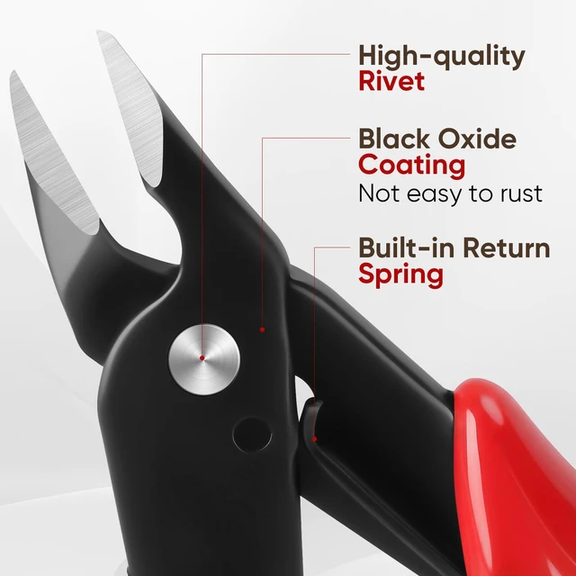 Alt view image 4 of 7 - 5 Inch Flush Cutters, 1 Pack Micro Wire Cutters, Zip Tie Cutter | Precision Sharp Wire Cutters for Crafting, Jewelry Making, Plastic Models, 3D Print, Electronics, Floral, Red