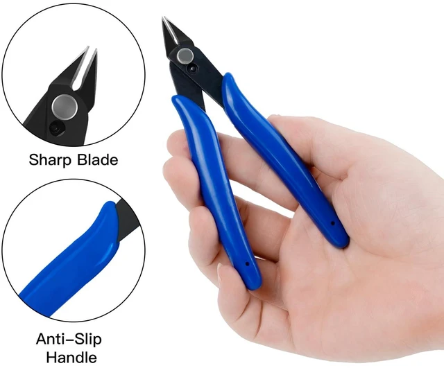 Alt view image 3 of 7 - 2pcs Blue 5" Micro Flush Cutters for Electronics Crafts | Spring loaded wire snips, for electronics, soft copper, jewelry making and precision cutting tasks