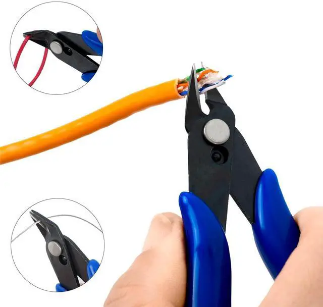 Alt view image 4 of 7 - 2pcs Blue 5" Micro Flush Cutters for Electronics Crafts | Spring loaded wire snips, for electronics, soft copper, jewelry making and precision cutting tasks