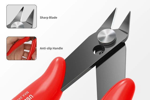 Alt view image 3 of 7 - 2pcs Red 5" Micro Flush Cutters for Electronics Crafts | Spring loaded wire snips, for electronics, soft copper, jewelry making and precision cutting tasks