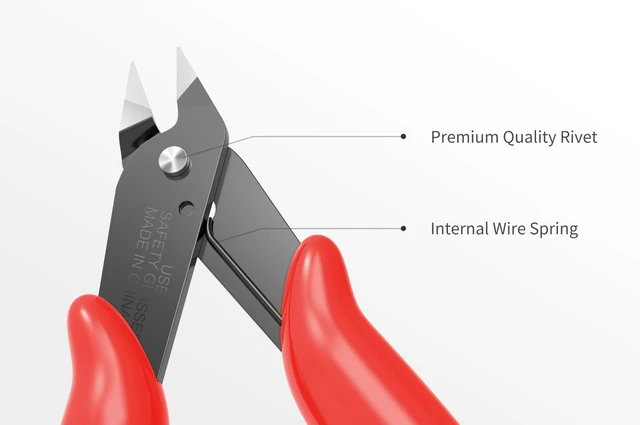 Alt view image 4 of 7 - 2pcs Red 5" Micro Flush Cutters for Electronics Crafts | Spring loaded wire snips, for electronics, soft copper, jewelry making and precision cutting tasks