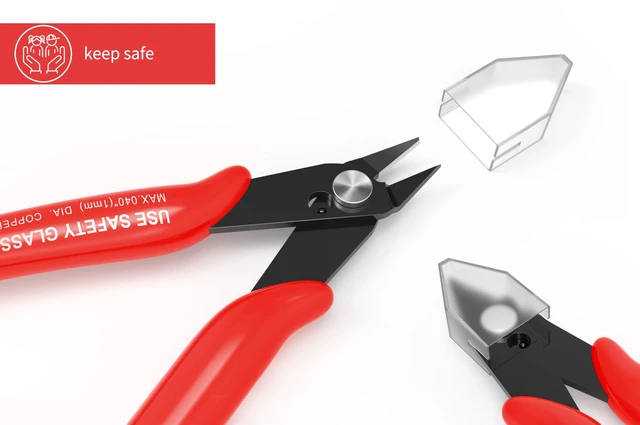 Alt view image 5 of 7 - 2pcs Red 5" Micro Flush Cutters for Electronics Crafts | Spring loaded wire snips, for electronics, soft copper, jewelry making and precision cutting tasks
