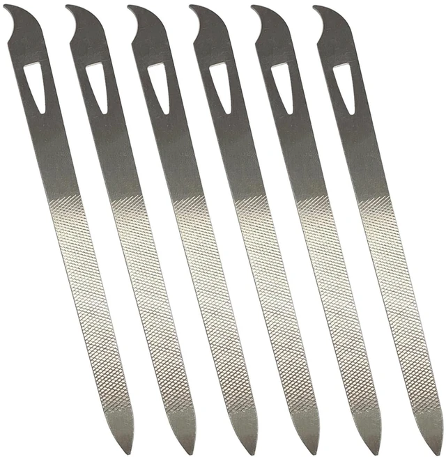Main image of Nail Files for Natural Nails (6 Pack), Metal Nail File 5.5 Stainless Steel Thin Durable Nail Filer with Curved Sharp Pointed Tip Double Sided Manicure Pedicure Toenails Tools