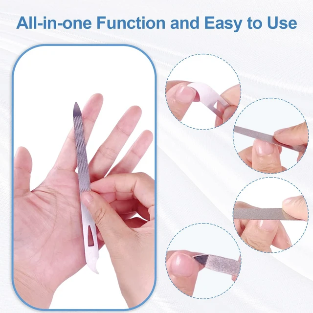 Alt view image 2 of 7 - Nail Files for Natural Nails (6 Pack), Metal Nail File 5.5 Stainless Steel Thin Durable Nail Filer with Curved Sharp Pointed Tip Double Sided Manicure Pedicure Toenails Tools
