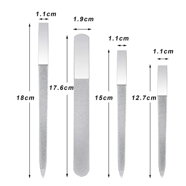 Alt view image 3 of 5 - 4 Pcs Metal Nail File Diamond, Double-Sided, 5.9 Inch | Stainless steel, pointed and round tips, for fingernails, toenails, acrylic and natural nails, for salon home travel use