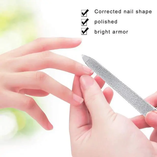 Alt view image 4 of 5 - 4 Pcs Metal Nail File Diamond, Double-Sided, 5.9 Inch | Stainless steel, pointed and round tips, for fingernails, toenails, acrylic and natural nails, for salon home travel use