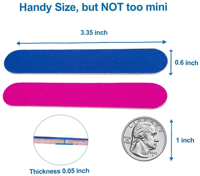 Alt view image 4 of 7 - Emery Boards for Nails, 100 Pcs Nail Files for Nature Nails Small Disposable Double Sided Colorful Nail File Bulk for Home Salon Travel Size Mini Manicure Kit for Men Women Kids Wood Emory Pink/Blue