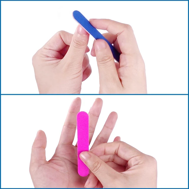 Alt view image 5 of 7 - Emery Boards for Nails, 100 Pcs Nail Files for Nature Nails Small Disposable Double Sided Colorful Nail File Bulk for Home Salon Travel Size Mini Manicure Kit for Men Women Kids Wood Emory Pink/Blue