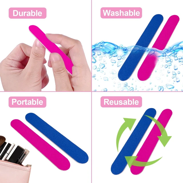 Alt view image 7 of 7 - Emery Boards for Nails, 100 Pcs Nail Files for Nature Nails Small Disposable Double Sided Colorful Nail File Bulk for Home Salon Travel Size Mini Manicure Kit for Men Women Kids Wood Emory Pink/Blue