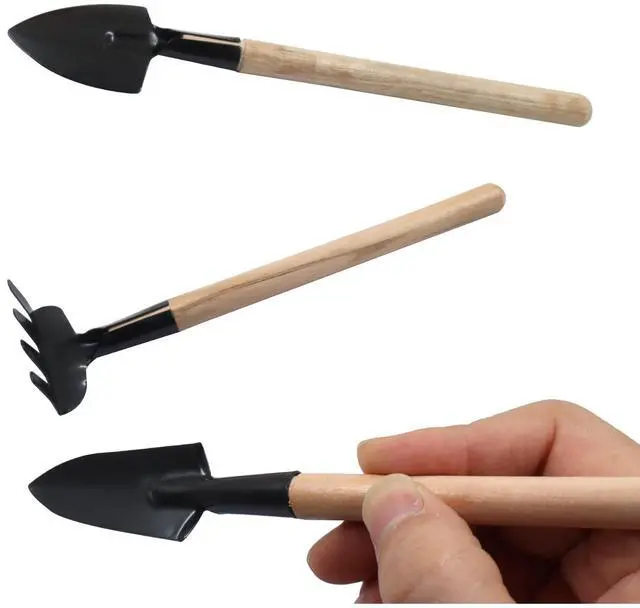 Alt view image 2 of 5 - 3 Pcs Mini Garden Tools Set, Iron Kit Including Miniature Gardening Rake Trowel and Shovel for Succulent/Bonsai & Pot Plants