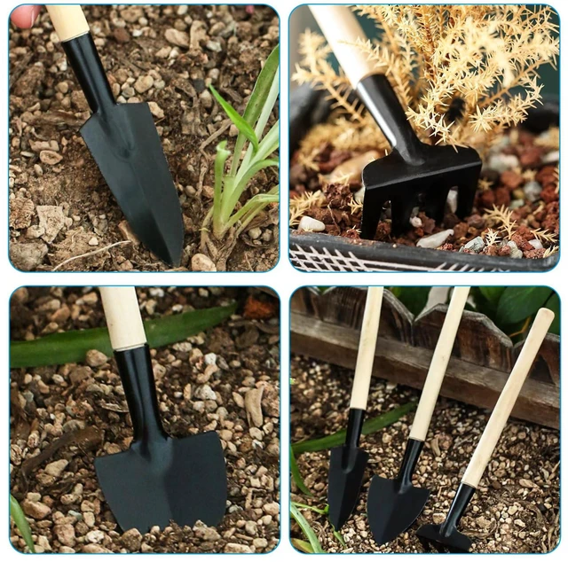 Alt view image 5 of 5 - 3 Pcs Mini Garden Tools Set, Iron Kit Including Miniature Gardening Rake Trowel and Shovel for Succulent/Bonsai & Pot Plants