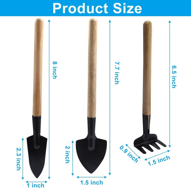 Alt view image 3 of 5 - 3 Pcs Mini Garden Tools Set, Iron Kit Including Miniature Gardening Rake Trowel and Shovel for Succulent/Bonsai & Pot Plants