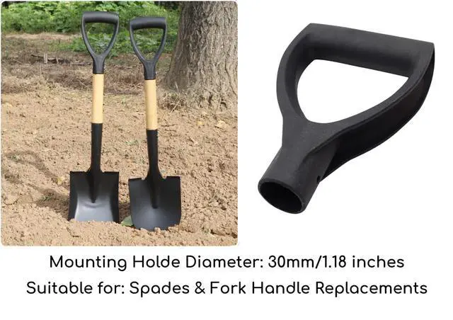 Alt view image 7 of 7 - D Shaped Grip Plastic Shovel Handle Labor-Saving Ergonomic Replacement Garden Camp Winter Shovels Curved Snow Removal Backyard Digging Hand Soft Universal 1.26 x 7.28-inch