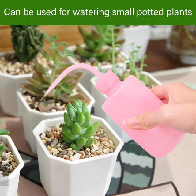 Alt view image 6 of 7 - 2Pcs Small Squeeze Watering Can for Indoor Plants 250 ML Pink | Bend Mouth Watering Can Indoor Plants for Succulents, Water Spray Bottle for Plants Flowers Office House Indoor Garden