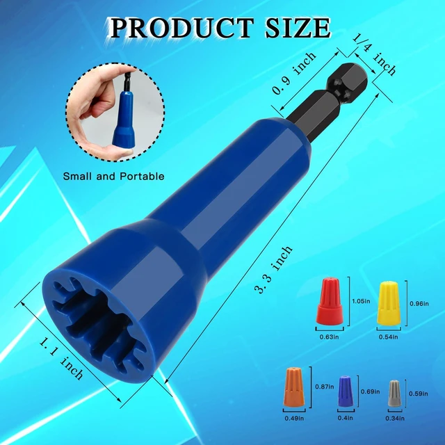 Alt view image 5 of 7 - Wire Nut Driver, Spin Twist Wire Connector Socket | Wire Connector Driver with 1/4" Chuck, Enhanced Wiring Efficiency, 1*Wire Twister Tool+50pcs Wire Caps, Christmas Best Gifts,
