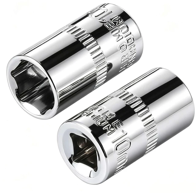 Main image of 2Pcs Shallow Socket 1/4 Inch Drive 10mm socket 6 Point -CORROSION RESISTANCE