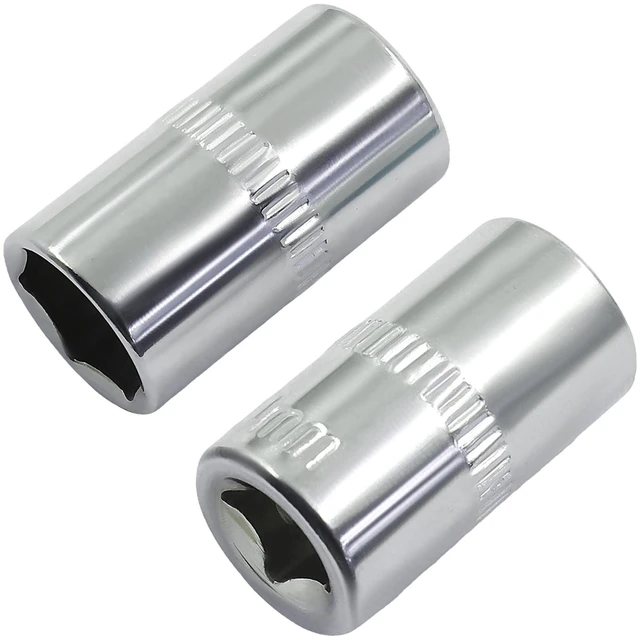 Main image of 2 Pcs 1/4 Drive 10mm Shallow Socket, Cr-V Steel | 6-Point High Torque Grip, Mirror Polish Chrome Finish, For Auto Repair Construction DIY