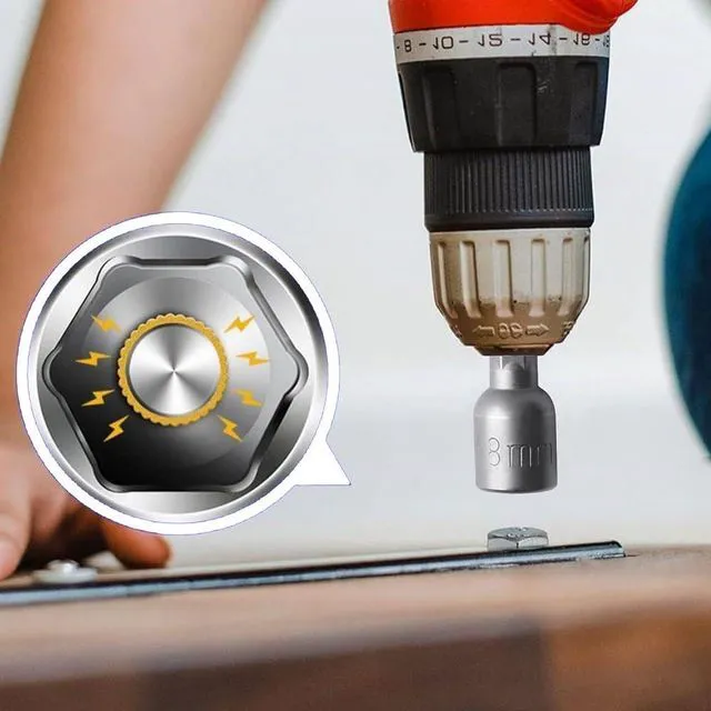 Alt view image 3 of 7 - Set of 5 Magnetic Socket 8mm, 1/4" Hex Shank Drill Adapter for Nut Driver, Power Drills and Impact Socket Adapter, 42mm Length