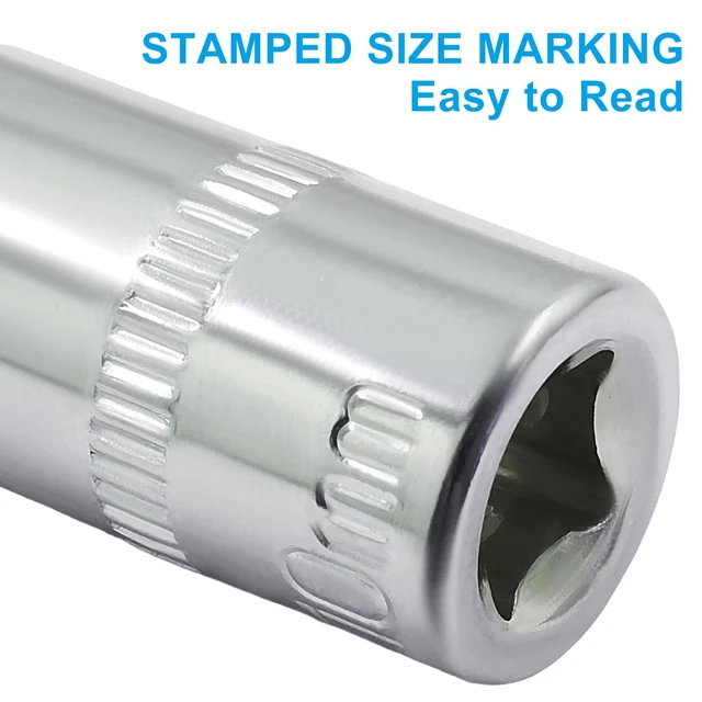 Alt view image 3 of 5 - 2 Pcs 1/4 Drive 10mm Shallow Socket, Cr-V Steel | 6-Point High Torque Grip, Mirror Polish Chrome Finish, For Auto Repair Construction DIY