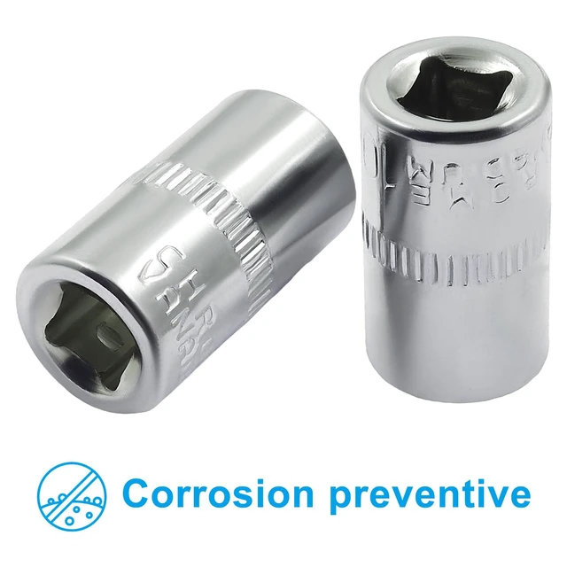 Alt view image 4 of 5 - 2 Pcs 1/4 Drive 10mm Shallow Socket, Cr-V Steel | 6-Point High Torque Grip, Mirror Polish Chrome Finish, For Auto Repair Construction DIY