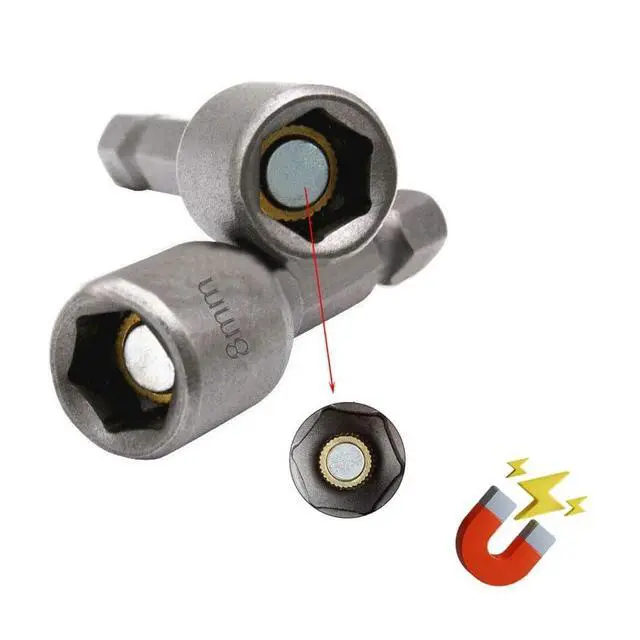 Alt view image 5 of 7 - Set of 5 Magnetic Socket 8mm, 1/4" Hex Shank Drill Adapter for Nut Driver, Power Drills and Impact Socket Adapter, 42mm Length