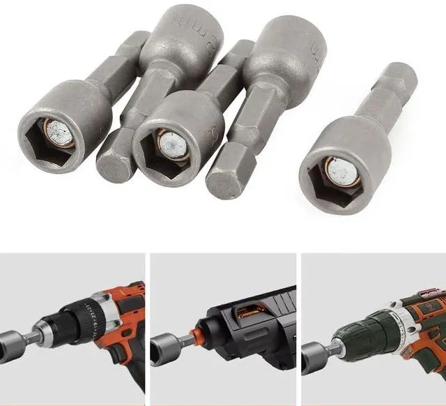 Alt view image 6 of 7 - Set of 5 Magnetic Socket 8mm, 1/4" Hex Shank Drill Adapter for Nut Driver, Power Drills and Impact Socket Adapter, 42mm Length