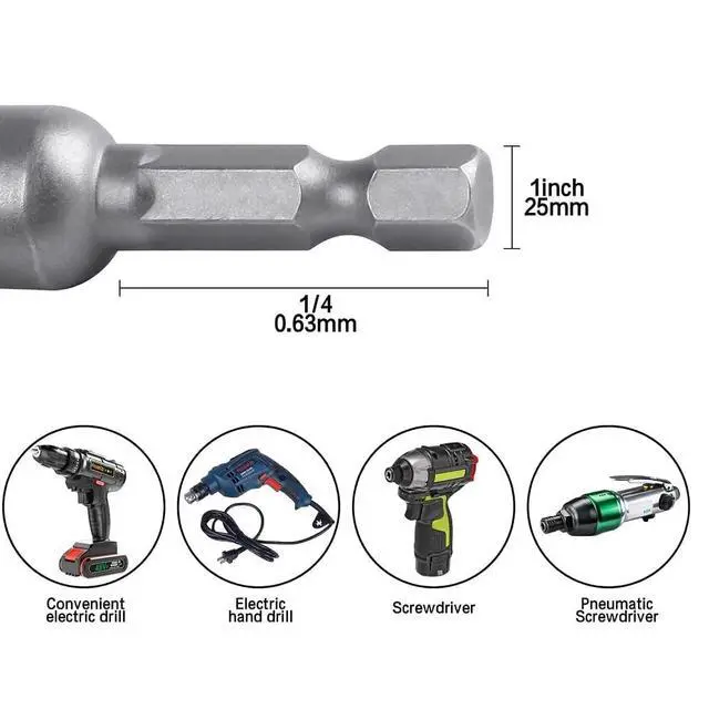 Alt view image 4 of 7 - Set of 5 Magnetic Socket 8mm, 1/4" Hex Shank Drill Adapter for Nut Driver, Power Drills and Impact Socket Adapter, 42mm Length