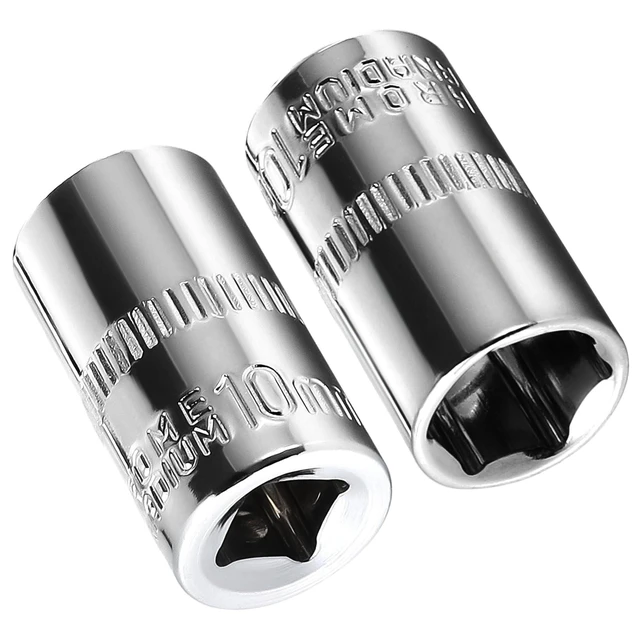 Alt view image 2 of 5 - 2-Pc 10mm Shallow Sockets, 6-Point, 1/4-Inch Drive - Heavy Duty & Affordable Chrome Vanadium Steel, Fits Snap-on, Craftsman, DeWalt - Metric Standard Socket for Auto Repair, DIY & More