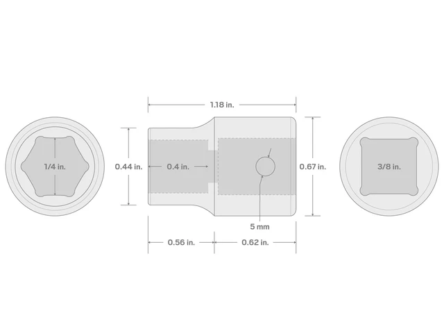 Alt view image 4 of 5 - 3/8 Inch Drive x 1/4 Inch 6-Point Impact Socket | SID12006 | Shallow