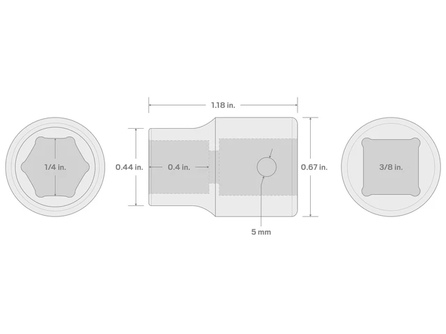Alt view image 5 of 5 - 3/8 Inch Drive x 1/4 Inch 6-Point Impact Socket | SID12006 | Shallow