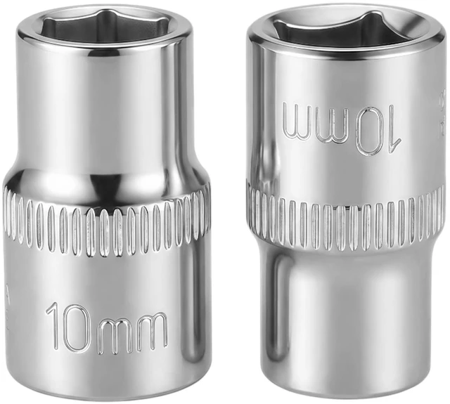 Main image of 2 PCS 3/8" Drive 10mm Shallow Socket Set, 6-Point, Mirror Finish, Cr-V Steel