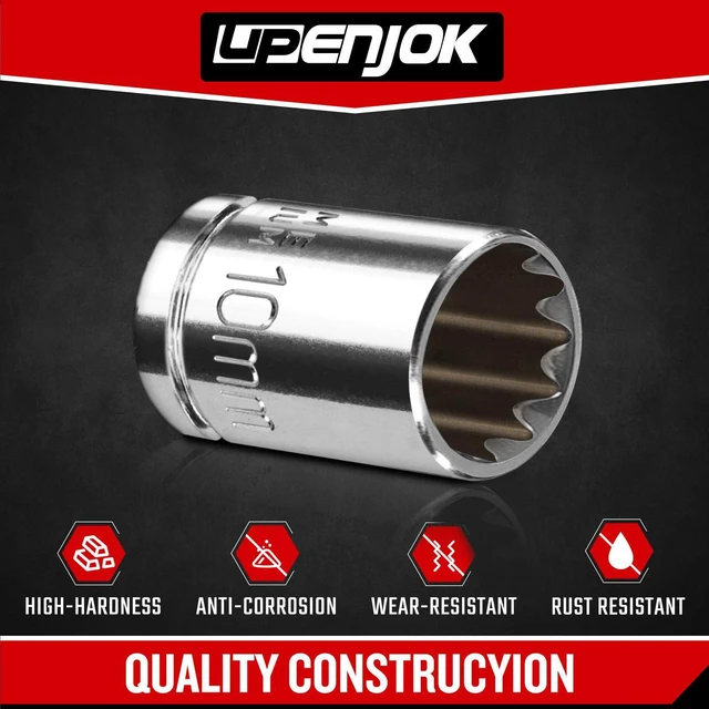 Alt view image 3 of 7 - 2PCS 1/4" Drive 10mm Socket Set, Shallow, Mirror Finish, Cr-V Steel, 12-Point