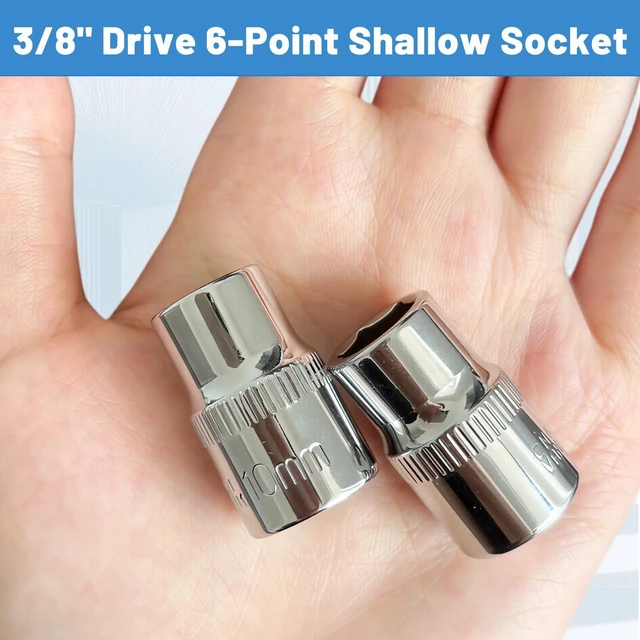 Alt view image 5 of 7 - 2 PCS 3/8" Drive 10mm Shallow Socket Set, 6-Point, Mirror Finish, Cr-V Steel