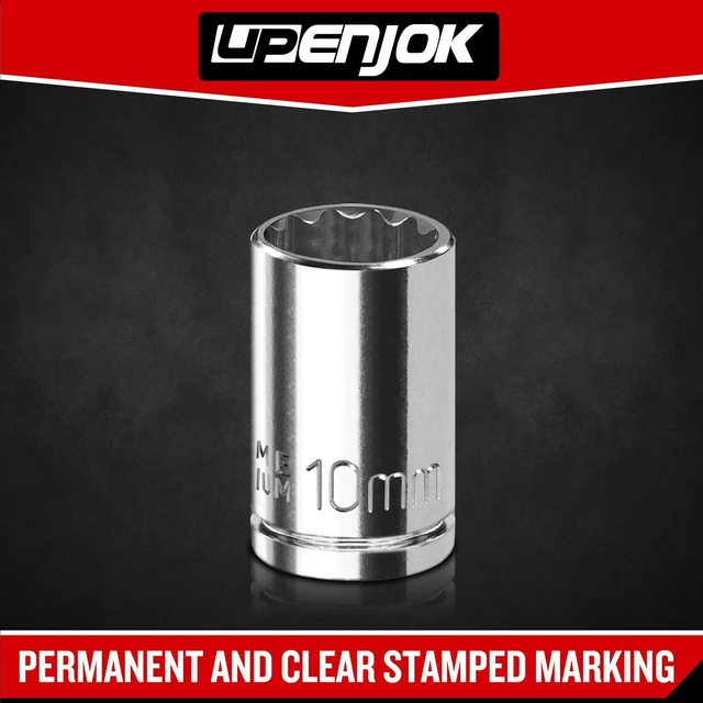 Alt view image 5 of 7 - 2PCS 1/4" Drive 10mm Socket Set, Shallow, Mirror Finish, Cr-V Steel, 12-Point