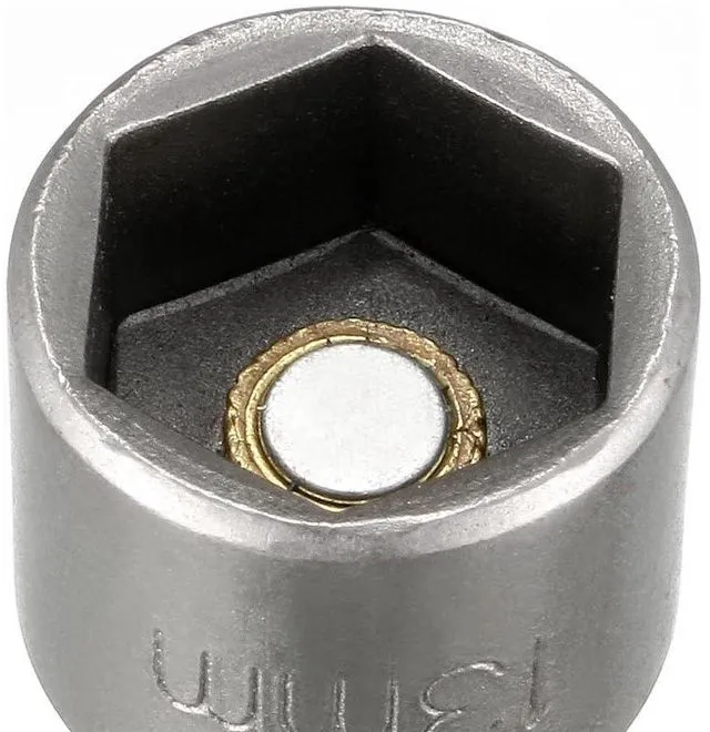 Alt view image 3 of 7 - Set of 2 Magnetic Socket 13mm, 1/4" Hex Shank Drill Adapter for Nut Driver, Power Drills and Impact Socket Adapter, 65mm Length