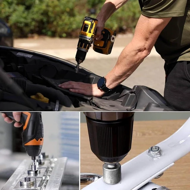 Alt view image 7 of 7 - Set of 2 Magnetic Socket 13mm, 1/4" Hex Shank Drill Adapter for Nut Driver, Power Drills and Impact Socket Adapter, 65mm Length