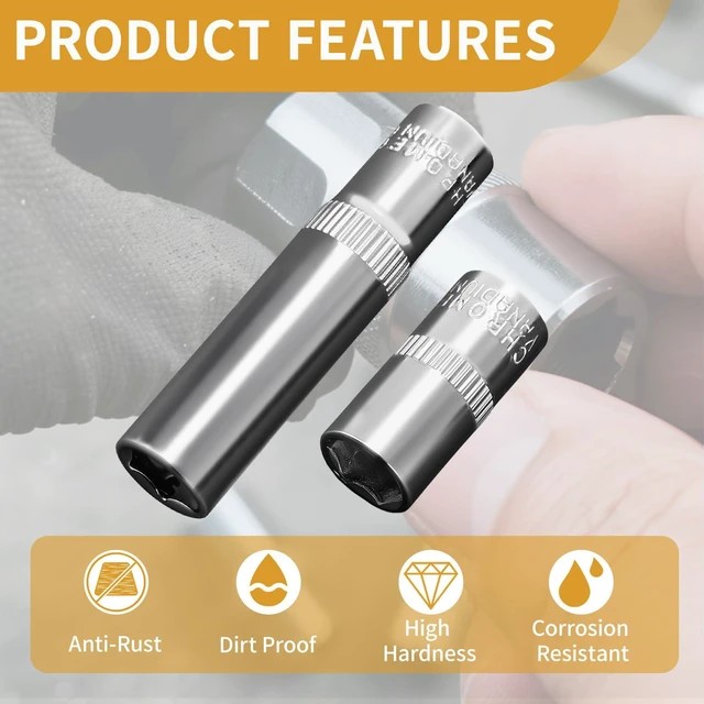 Alt view image 4 of 7 - 2Pcs 1/4" Drive 8mm Deep & Shallow Socket Set 6-Point CR-V Metric Impact Socket for Ratchet Torque Electric Wrenches Car Repair, Mirror Chrome Finish