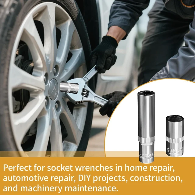 Alt view image 6 of 7 - 2Pcs 1/4" Drive 8mm Deep & Shallow Socket Set 6-Point CR-V Metric Impact Socket for Ratchet Torque Electric Wrenches Car Repair, Mirror Chrome Finish