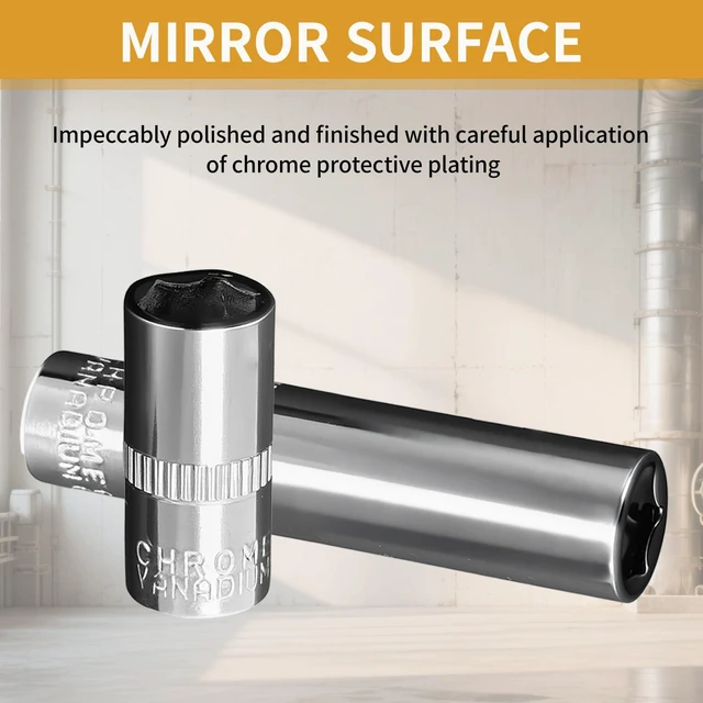 Alt view image 5 of 7 - 2Pcs 1/4" Drive 8mm Deep & Shallow Socket Set 6-Point CR-V Metric Impact Socket for Ratchet Torque Electric Wrenches Car Repair, Mirror Chrome Finish